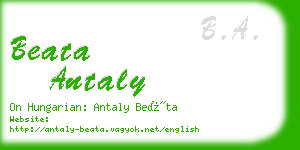 beata antaly business card